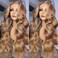ANDRIA Highlight Brown Lace Front Wig Loose Wave Wigs with Baby Hair Dark Roots Ombre Brown Wig Glueless Lace Wigs Long Body Wave Wig Synthetic Heat Resistant Fiber Colorful Wig for Black Women 24