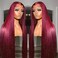 ANDRIA Lace Front Wigs Straight Hair Glueless Lace Wigs Synthetic Long Silk Straight Natural Wig Heat Resistant Fiber Red Wig With Baby Hair For Black Women 24 Inches
