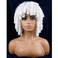 andromeda White Curly Wigs for Black Women White Soft Short Curly Wig with Bangs Heat Resistant Synthetic Fiber Hair Cosplay Party Wigs for African American Women（White）