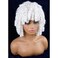 andromeda White Curly Wigs for Black Women White Soft Short Curly Wig with Bangs Heat Resistant Synthetic Fiber Hair Cosplay Party Wigs for African American Women（White）