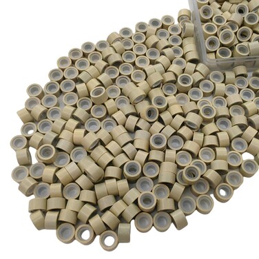 500 Pcs Micro Link Rings Beads for Hair Extensions 5mm Silicone Lined Beads Microlinks Hair Extensions Tool (Blonde, 5mm 500Pcs)