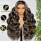 Arabella Balayage Lace Front Wig Human Hair 13x4 Ready to Go Glueless Wig 12A Hair 210% Density Body Wave Hair Balayage HD Lace Frontal Wig Pre Plucked With Baby Hair (30inch, 13X4 Body Wave Wig)