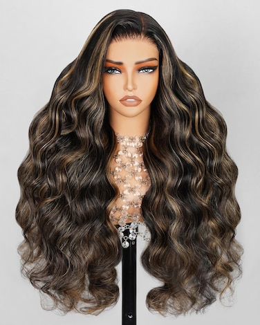 Arabella Balayage Lace Front Wig Human Hair 13x4 Ready to Go Glueless Wig 12A Hair 210% Density Body Wave Hair Balayage HD Lace Frontal Wig Pre Plucked With Baby Hair (30inch, 13X4 Body Wave Wig)