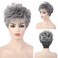 HAIRCUBE Short Curly Gray Wigs for Women Pixie Cut Wig Grey Easy-Care Human Hair Wigs for Women