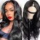 Body Wave V Part Wig Short Brazilian Virgin Human Hair Wigs For Black Women Thin Part Wig Glueless Clip In Half Wig Upgrade U Part Wig Beginner Friendly No Sew In No Glue 16inch