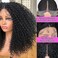 Annivia Curly Lace Front Wig Pre Plucked Kinky Curly Afro Wigs for Black Women 13x4 x1 HD T Part Lace Frontal Wig Long Curly Glueless Synthetic Lace Front Wig Black 17inch