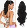 BARSDAR Drawstring Ponytail Extension, 16 Inch Short Wavy Black Ponytail Hair Extensions for Women Soft Synthetic Clip in Ponytail Hairpieces Fake Pony Tails Daily Party Halloween - Black