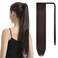 BARSDAR Straight Ponytail Extension - 30 Inch Long Straight Wrap Around Ponytail for Women Clip in Ponytail Hair Extensions Synthetic Brown Hair Pony Tails Hairpieces Daily - Dark Brown