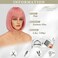 BARSDAR Short Bob Wig With Bangs - 12 Inch Chin-Length Pink Bob Wig With Bangs for Women - Natural Looking Soft Synthetic Hair Replacement Wigs Halloween Costume Party Bob Wig - Pink