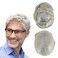 Toupee for Men Human Hair Pieces, Human Hair Replacement System, Thin Skin 0.03mm V-looped Grey Hairpieces #580