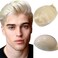 PU Skin Toupee For Men Hair Pieces 10x8" Men Toupee Human Hair Replacement System 0.04mm Think Skin Hair Prosthesis Men Hair Patch Units Implant for Men (#613 Blonde)