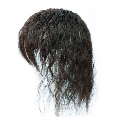 Fluffy Nature Look Curly Hairpiece Clip ON Human Hair Toppers With Bangs Replacement Wiglet Toupee for Thin Hair Long 812cm,25cm Nature Black