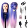 Mannequin Head with Hair 26" hair mannequin doll head hair styling manikin head Cosmetology Doll Head Multicolored Synthetic Fiber Hair（Table Clamp Stand Included) (Blue Pink multicolor)
