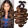 Beauty Forever Brazilian Body Wave Bundles #FB30 Highlight Ombre Balayage 3 Bundles 18 20 22Inch, 10A Virgin Remy Human Hair Extensions Piano Color