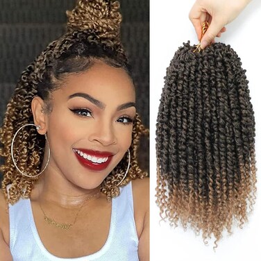 Passion Twist Crochet Hair,10 Inch 9 Packs Ombre Pretwisted Passion Twist Hair, Soft Pre Looped Crochet Hair For Women, Short Curly Crochet Twists Braids(10",T27#)