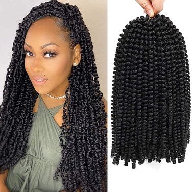 12 inch Spring Twist Crochet Braids Hair for Butterfly Locs Bomb Twist Crochet Hair Beyond Beauty Ombre Colors Synthetic Fluffy Hair Extension 3 Packs (12 Inch, 1B)