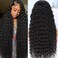 Keshon 200% Density Deep Wave Lace Front Wigs Human Hair 13x5 Deep Wave Frontal Wig HD Transparent Lace Frontal Wigs Human Hair Pre Plucked with Baby Hair Natural Color 30 inch
