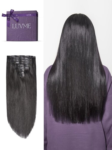 LUVME HAIR Human Hair Clip in Extensions Full Max with 2 Pack 18inch 270g 18Pcs, Natural Black Seamless Clip in Hair Extensions Human Hair for Women