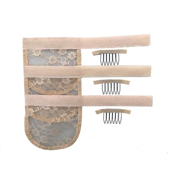 3Pcs/Lot Magic Buckle Lace Base For Ponytail 5X5inch Hair Accessory Lace Net for Ponytail Making (Beige)