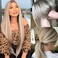 V'NICE Long Straight Highlight Piano Lace Front Wig Blonde with Brown Synthetic Wigs Heat Resistant Fiber Replacement Wig for Fashion Women