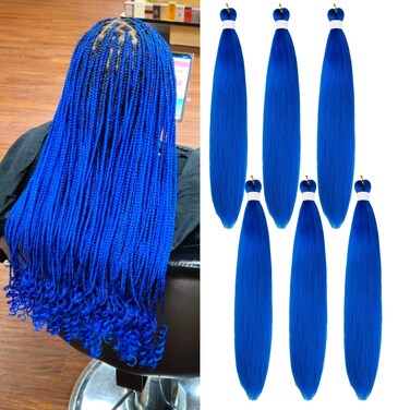 Braiding Hair Pre stretched Blue Hypoallergenic Prestretched Braiding Hair Long Ez Braid Synthetic