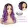 Purple Lace Front Wigs Long Ombre Curly Wavy Hair with Dark Roots Hair Wavy Wig Side Part Cosplay Halloween Wigs
