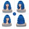 Blue Wig with Bangs,14 Inch Natural Wavy Blue Wigs for Women,Loose Curly Blue Bob Wig,Shoulder Length Synthetic Heat Resistant Fiber Wig,Colored Wigs for Daily Party Use,Halloween Costume Wigs