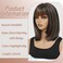 Bob Wig With Bangs Short Bob Wigs for Black Women 12 Inch Highlight Brown Mix Black Ready to Wear Glueless Wig Put On and Go Pre Layered Cut Synthetic Wig for Daily Use