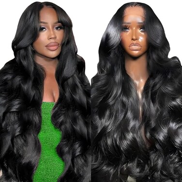 Body Wave 13x4 HD Lace Front Human Hair Wigs for Women 150% Density Glueless Natural Black 24 Inch