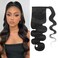 Human Hair Body Wave Ponytail with Magic Paste Warp Around Curly Human Hair Ponytail for Black Women 150% Density Natural Black Human Hair Ponytail Extension (20 Inch, Black Body Wave Ponytail)
