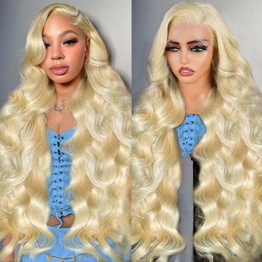 28 Inch 613 13x6 Lace Front Wig Human Hair 200 Density Blonde Wig Human Hair 613 Body Wave Blonde HD Lace Front Wigs Human Hair Pre Plucked 613 Lace Frontal Wigs