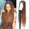 Boho Braided Wig Box Braid Wig Triangle Knotless Braided Wigs for Women Braided Lace Front Wigs with Baby Hair 36" Mix Brown and Light Brown Human Hair Blended Full Double Lace Braid Wig