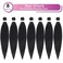 Braiding Hair Pre Stretched Black Easy Brading Hair EZ Braids Hair 8 Packs/Lot Hot Water Setting Professional Synthetic Fiber Yaki Texture for Crochet Braiding Hair Extensions (8pcs,#1b)
