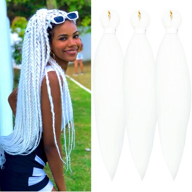 White Braiding Hair Pre stretched White Prestretched Braiding Hair Ez Braid Hypoallergenic Colored Braiding Hair Extensions