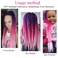 Braiding Hair, Pink Hair Extensions, 3 Tone Pre Stretched Braiding Hair Color Purple Peach Red Pink 24" 3PCS