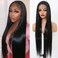 Lovestory 30 Inch Long Straight Synthetic Lace Front Wig Pre-Plucked HD Glueless Wig T Part Light Yaki lace Frontal Wigs for Women