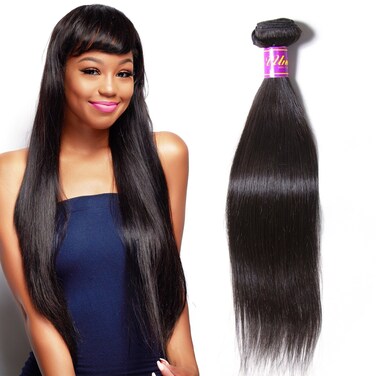 UNice Hair Icenu Series 8A Brazilian Straight Virgin Hair 1 Bundle Unprocessed Human Hair Extensions Weave Natural Color (14, #1B color)