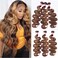 UNICE Body Wave Honey Blonde Highlight Human Hair Weave 3 Bundles Ombre 100% Brazilian Human Hair Weaves for Sew in Extensions TL412 Color 14 16 18 inch