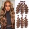 UNICE Body Wave Honey Blonde Highlight Human Hair Weave 3 Bundles Ombre 100% Brazilian Human Hair Weaves for Sew in Extensions TL412 Color 14 16 18 inch
