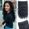 Halo Hair Extensions for Women Wavy Curly Hair Extensions Invisible Wire Adjustable Size Removable Secure Clip in Extensions (Black)