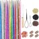 Hair Tinsel Kit with Tools 43Inches 4800 Strands Fairy Hair Extensions, Resistant Sparkling Shiny Hair Tinsel Kit for Girls 12 Colors M07