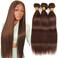 Brazilian Human Hair Straight Hair Bundles 18 20 22 Chocoloate Brown Color 4 Silky Straight Hair Weave 3 Bundles Human Hair