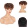 Afro Kinky Curly Hair Toppers for Women Ombre Brown Top Hair Pieces Clip on Synthetic Toupee With Bangs, Short Curly Hair Tooper Hair Extensions Wiglets Hairpieces for Thinning Hair Toppers(1B/30#)