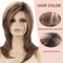 RENERSHOW Long Mixed Brown Highlight Synthetic Wigs for Women Layered Ombre Brown Wig with Dark Roots Straight Hair Wig