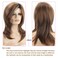 RENERSHOW Long Mixed Brown Highlight Synthetic Wigs for Women Layered Ombre Brown Wig with Dark Roots Straight Hair Wig