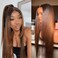 Chocolate Brown Straight Human Hair 13x4 Transparent Lace Front Wigs Virgin Human Hair Wig Pre Plucked with Baby Hair 180% Density Brazilian for Black Women By ELENINE Wig (Brown 13x4 Lace Front Wig