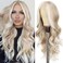 SAPPHIREWIGS 13&times;4 Body Wave Lace Front Wig for Women Highlight Ash Blonde with White Tips Pre Plucked Hairline Long Wavy Synthetic Wigs for Daily Party Use 26inch