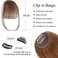 Clip in Bangs 100% Real Human Hair Extensions Clip on Wispy Bangs for Women Fringe with Temples Hairpieces Medium Brown Color