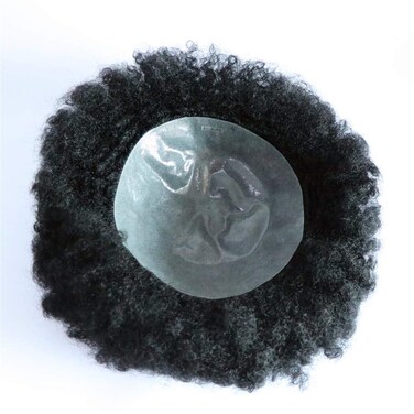 Afro Mens Toupee Male Hair Unit Hairpiece Mans Wigs 8MM KinkyHair Weaves for Men Skin Pu 100% Human Hair Kinky Curly 8x10inch Men&rsquo;s Unit 1# Jet Black