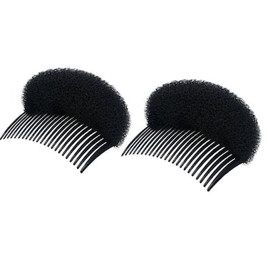 2Pcs 3.3inch Charming Bump It Up Volume Inserts Black Sponge Foam Hair Comb Do Beehive Bun Maker Base Styling Accessories